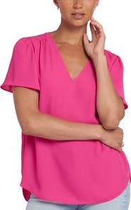 NYDJ Pleated Back Flutter Sleeve Top