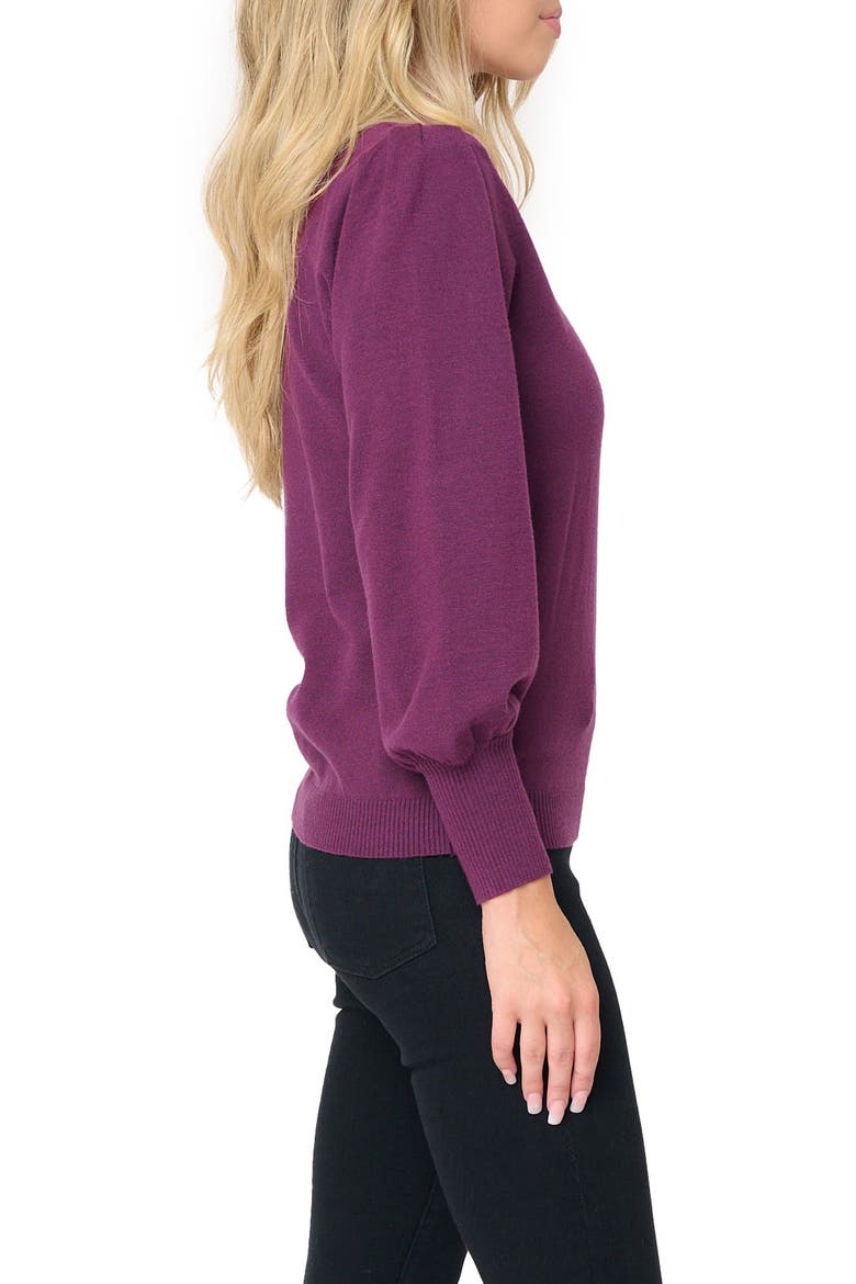 Silver Bells Blouson Sleeve Sweater, Alternate, color, RAISIN