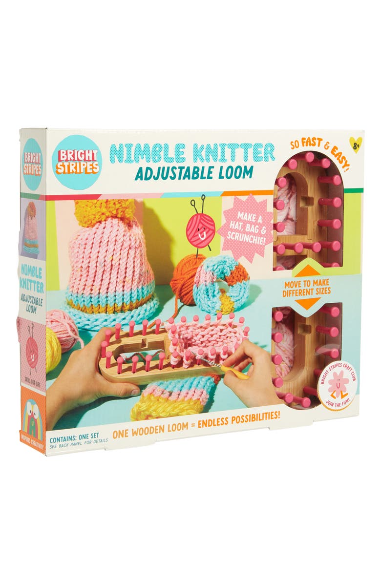 BRIGHT STRIPES Nimble Knitter Adjustable Loom Kit, Main, color, Multi