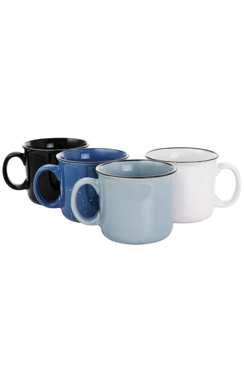 Mr. Coffee Colebrook Speckled Stoneware 18oz 4 Piece Mug Set, Main, color, Blue