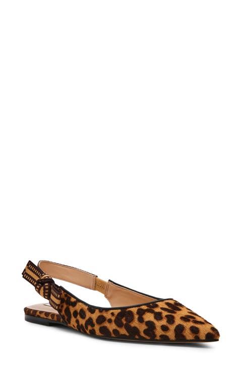 Olsen Slingback Genuine Calf Hair Pointed Toe Flat (Women)