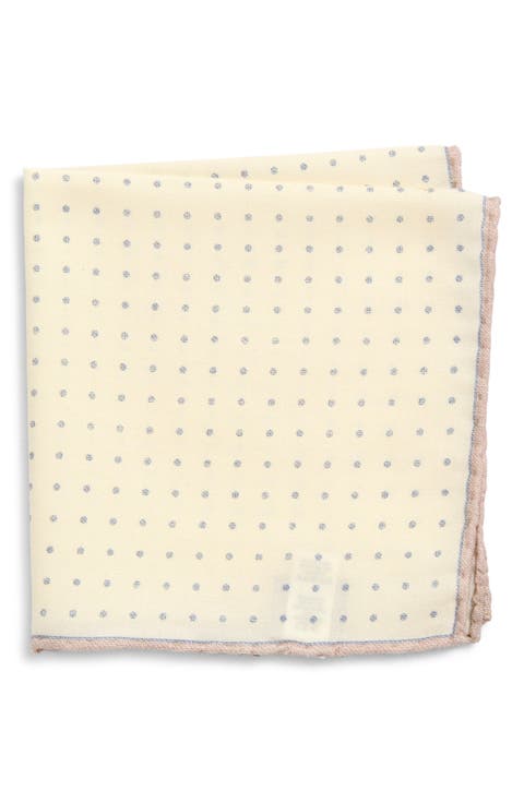 Polka Dot Wool & Cotton Muslin Pocket Square