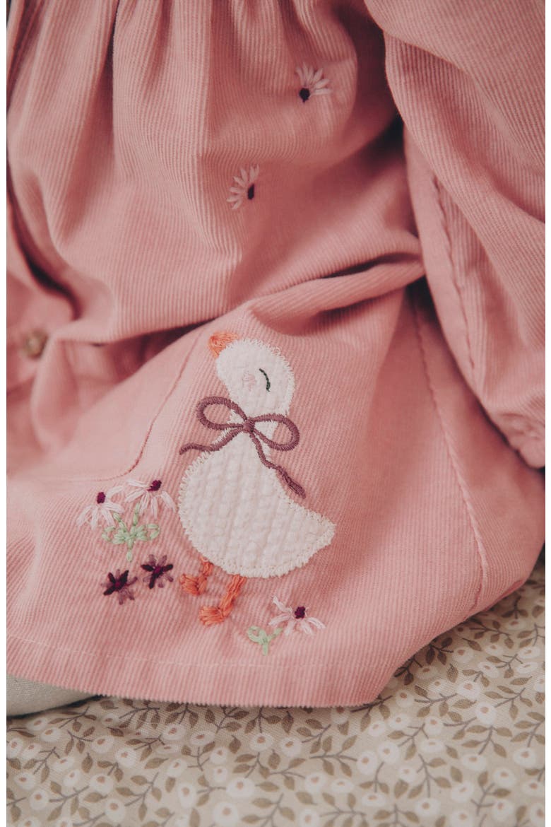Corduroy Button Dress & Tights Set, Alternate, color, PINK