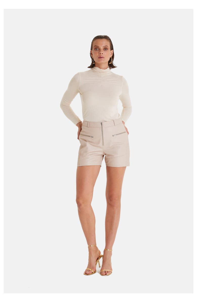 FURNIQ UK Leather Fashion Short, Alternate, color, Beige