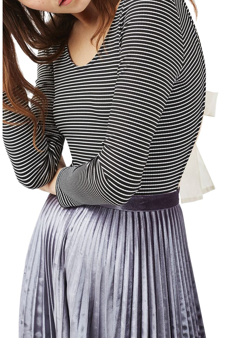 Bow Back Stripe Bodysuit, Main, color, BLACK MULTI