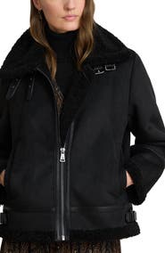 Lauren Ralph Lauren Faux Fur Trim Zip Front Jacket