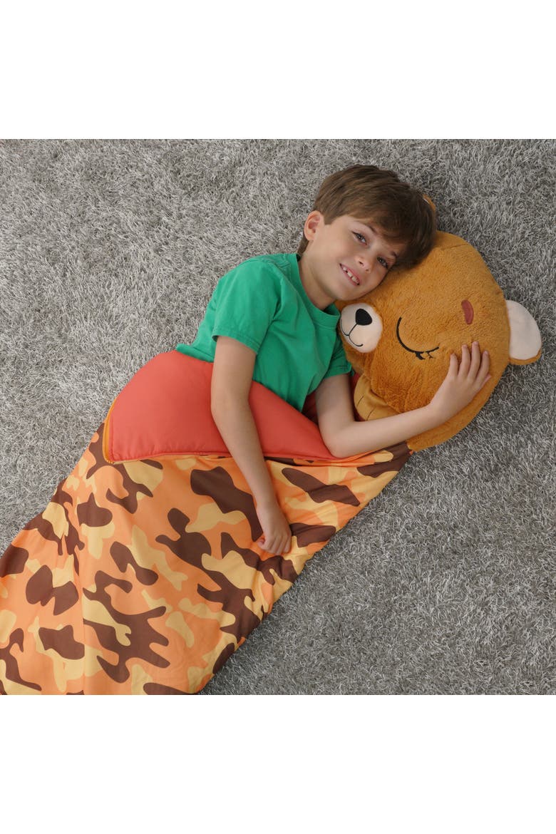 Pillow & Sleepy Sack, Large Benny The Brown Bear 7+, Alternate, color, Brown