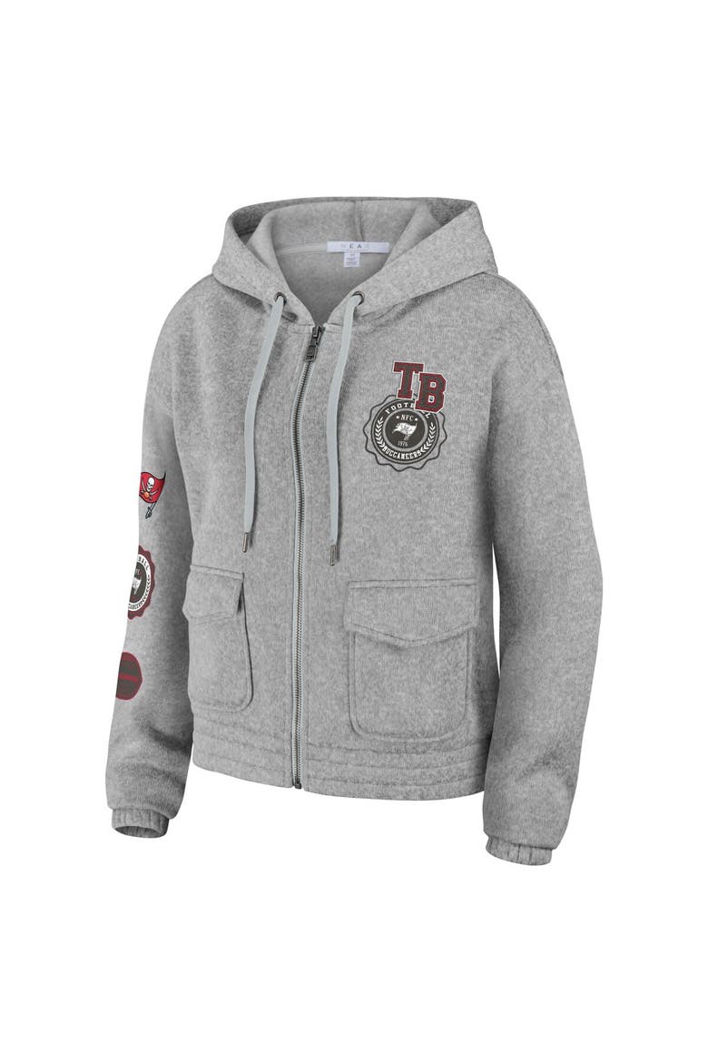 Women's WEAR by Erin Andrews Heather Gray Tampa Bay Buccaneers Full-Zip Hoodie, Alternate, color, Heather Gray