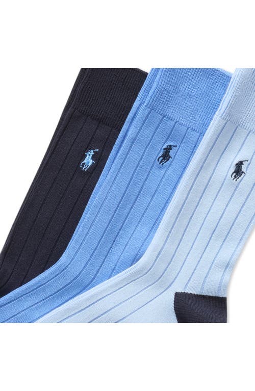 Polo Ralph Lauren 3-pack Ribbed Socks In Blue