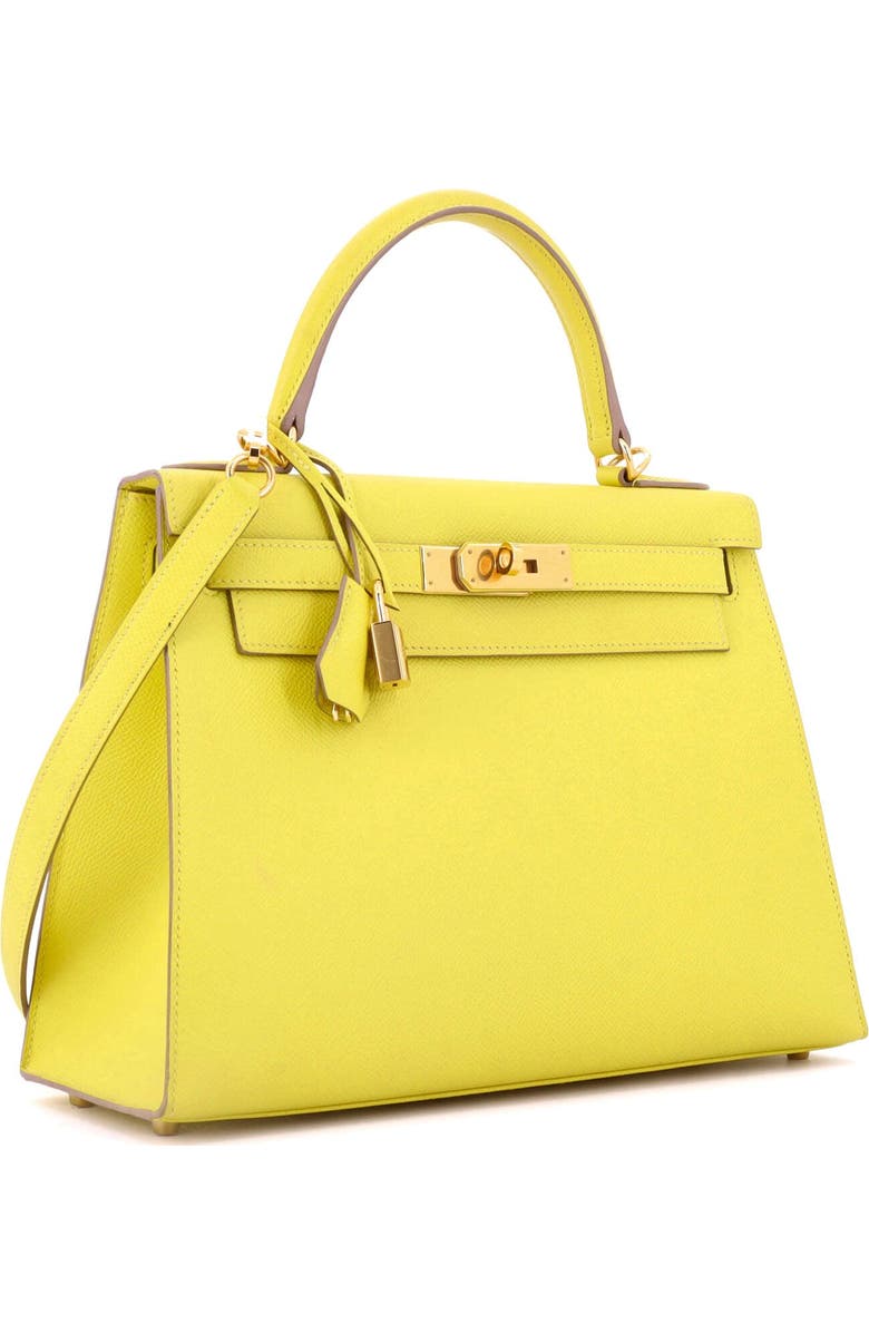 Pre-Owned Hermes Kelly Handbag Yellow Epsom with Gold Hardware 28, Alternate, color, Lime