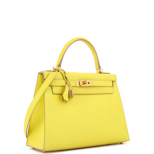 Pre-owned Hermes Hermes Kelly Handbag Yellow Epsom With Gold Hardware 28 In Yellow