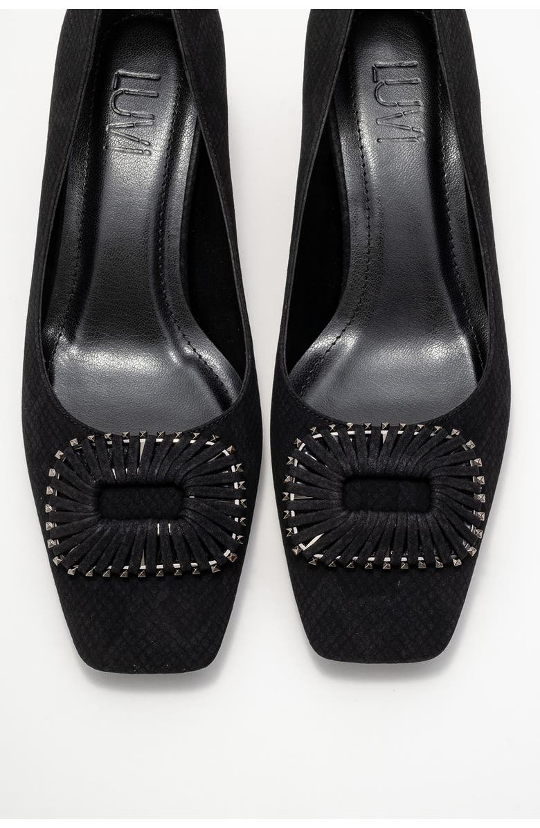 Prologue Shoes Velora Buckle Square Toe Block Heel Pump, Alternate, color, Black Pattern