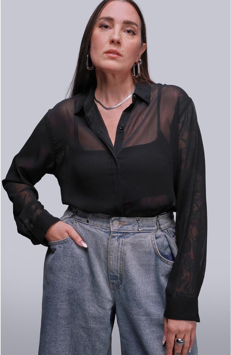 WILDFANG The Empower Long Sleeve Button Up, Alternate, color, Black