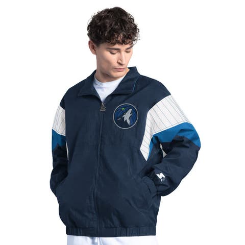Men's Starter Navy Minnesota Timberwolves Yard Line Full-Zip Jacket