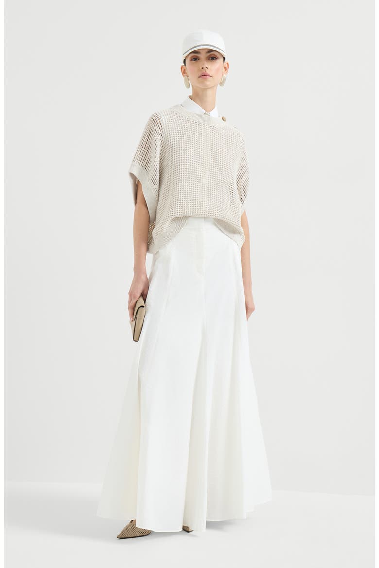 Cotton net sweater, Alternate, color, Oat