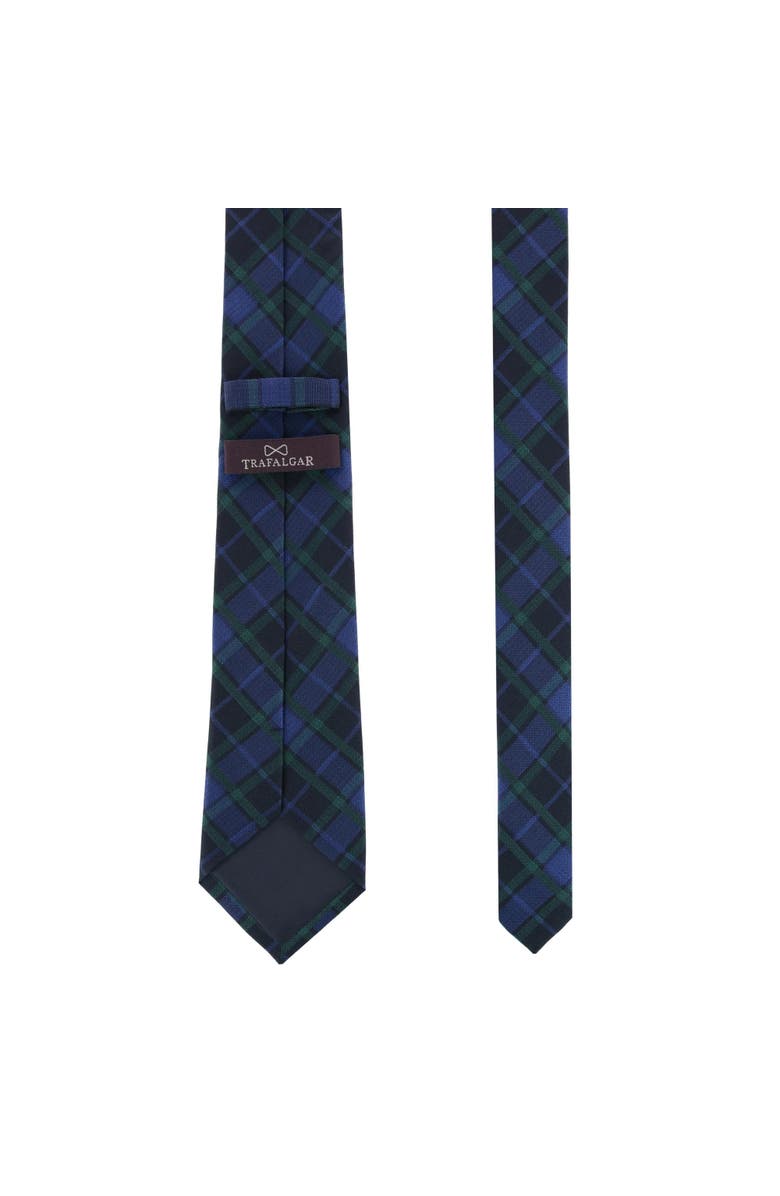 Trafalgar Ives Green and Navy Blackwatch Plaid Silk Necktie, Alternate, color, Green And Navy Plaid