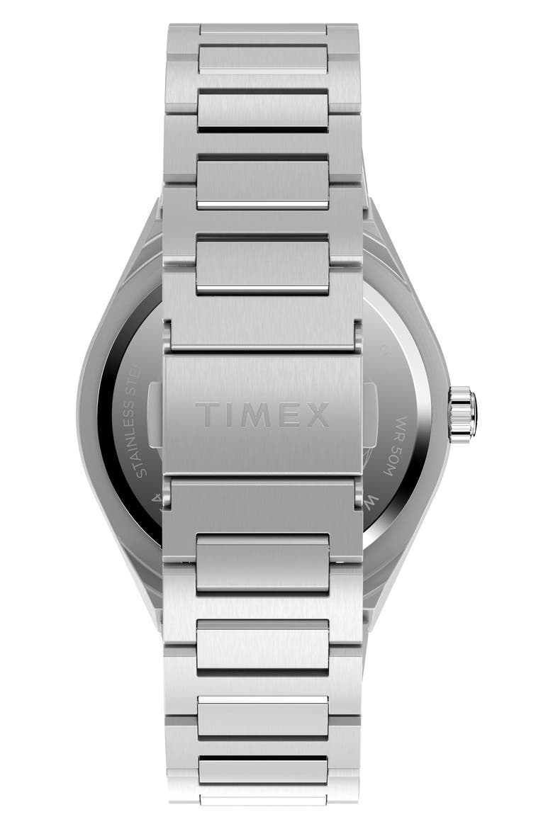 Q Timex® Continental GMT 39mm Stainless Steel Bracelet Watch, Alternate, color, GREEN/ STAINLESS STEEL