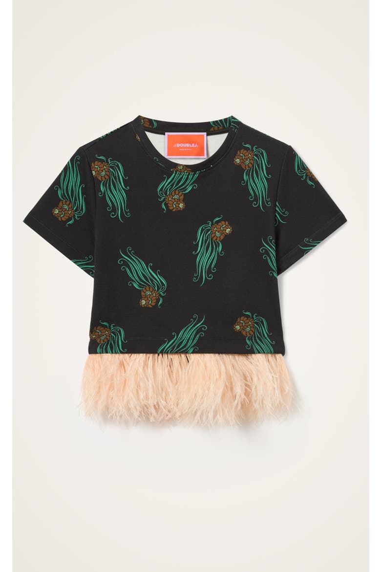 La Scala Tee With Feathers, Alternate, color, Lemuria Black