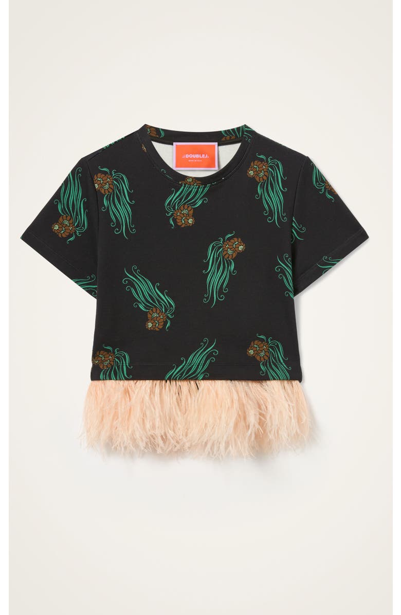 La DoubleJ La Scala Tee With Feathers, Alternate, color, Lemuria Black