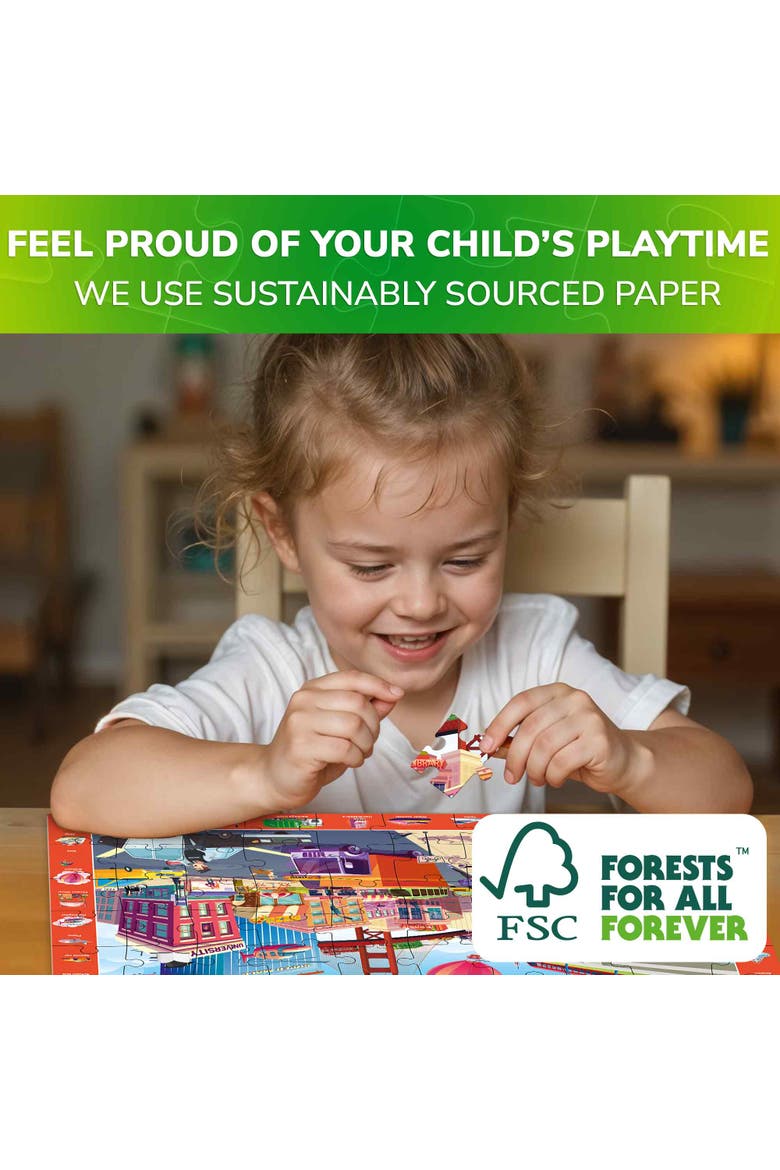 Kids Jigsaw Puzzle Sets - 60 & 100 Piece Educational Puzzles, Alternate, color, Forest, Polar, USA Parks&City