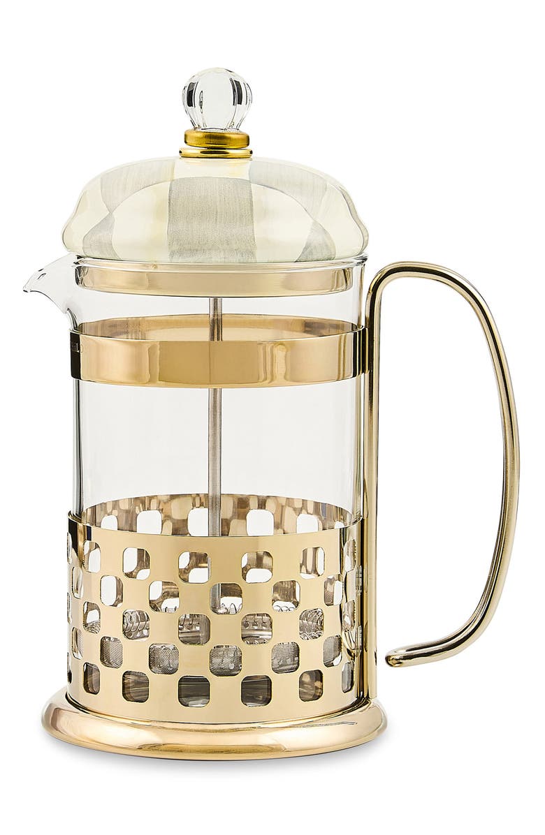 MACKENZIE CHILDS Sterling Check French Press, Main, color, Sterling