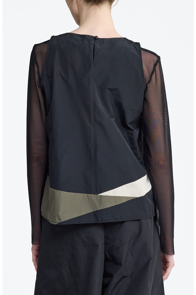 Tallora Asymmetric Panel Taffeta Top, Alternate, color, Black