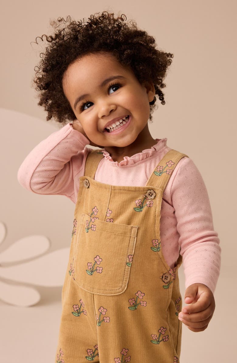 NEXT Kids' Pointelle Top & Corduroy Overalls Set, Alternate, color, Yellow