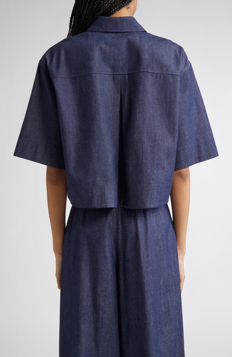 Lafayette 148 New York Lightweight Denim Crop Shirt, Alternate, color, Indigo