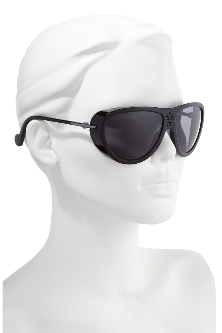 61mm Polarized Aviator Sunglasses, Alternate, color, BLACK/ SMOKE POLARIZED