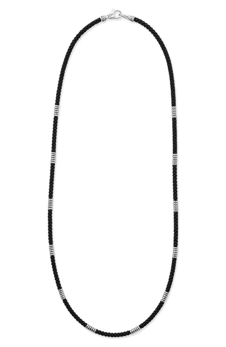 LAGOS Matte Black Caviar Ceramic Station Necklace, Alternate, color, Black