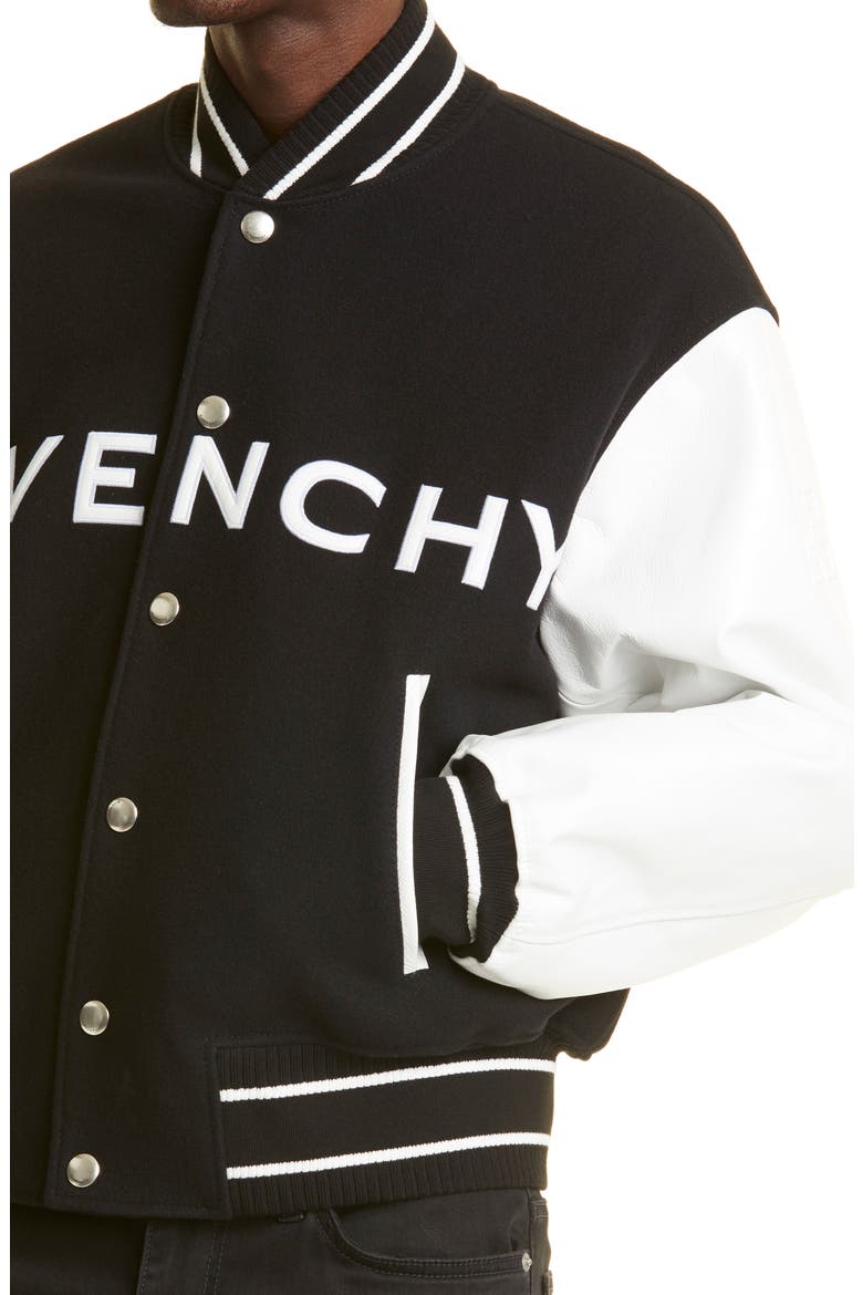 Wool Blend Varsity Jacket, Alternate, color, BLACK/ WHITE