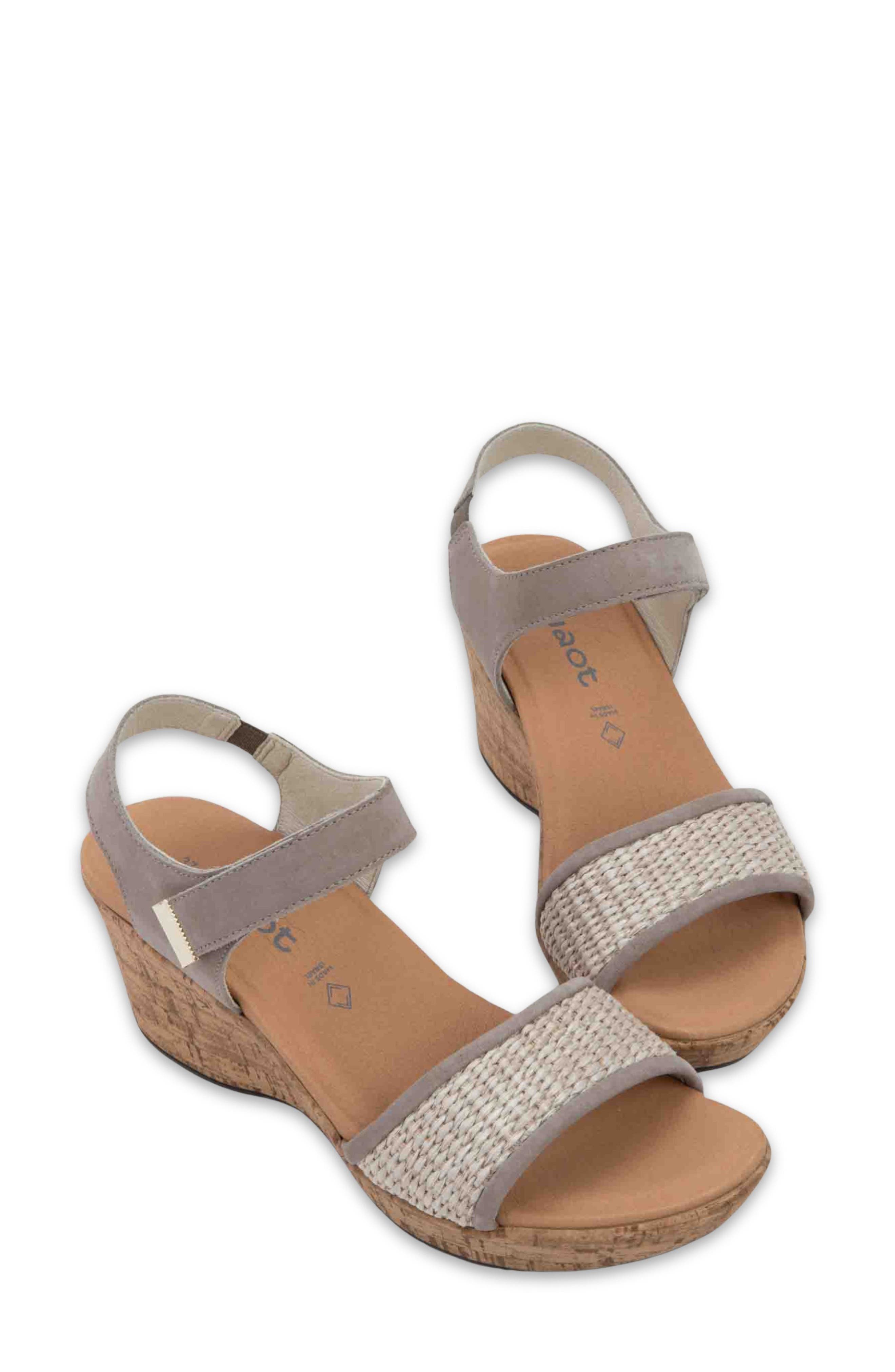 Naot Summer Wedge Sandal, Alternate, color, Stone Nbk W/ Raffia