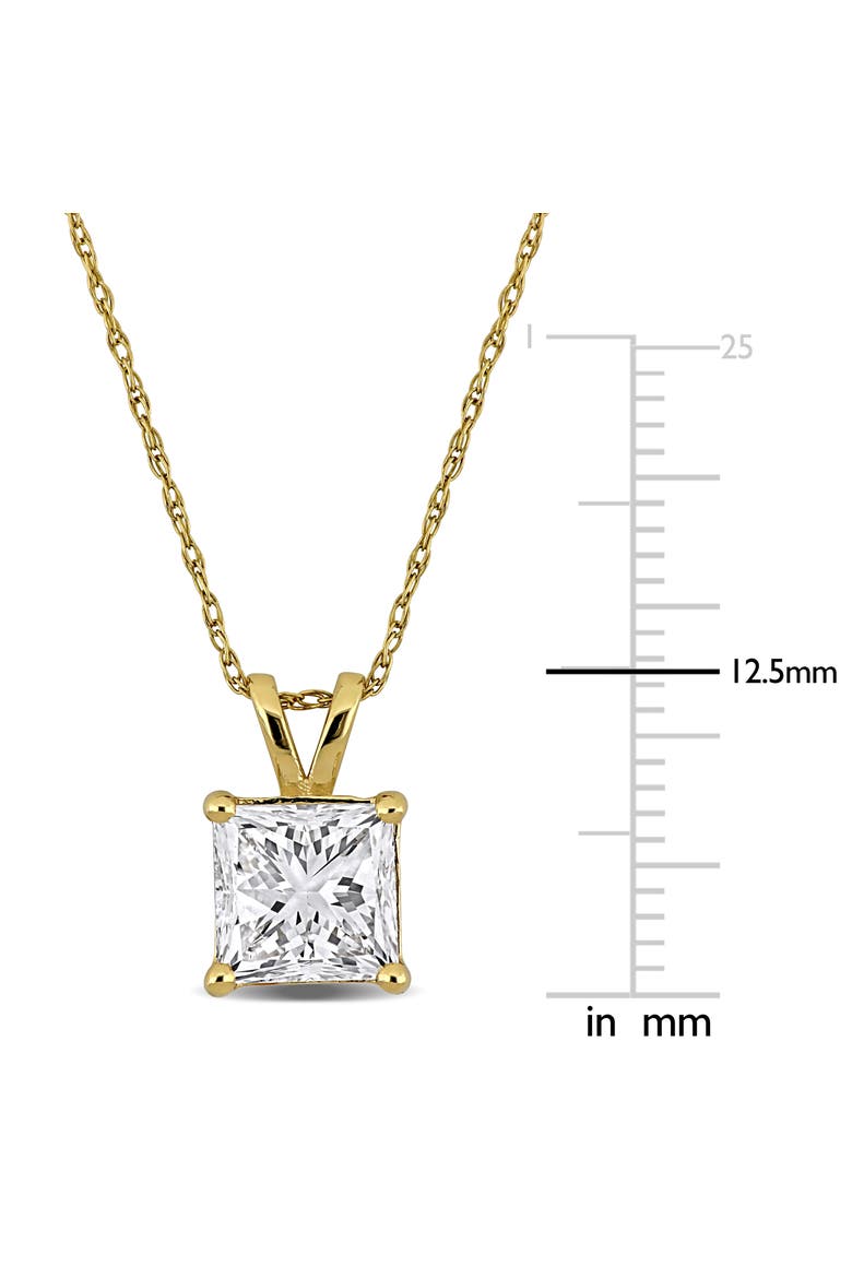 Lab Grown Diamond Princess Solitaire Necklace 14k, Alternate, color, Yellow Gold