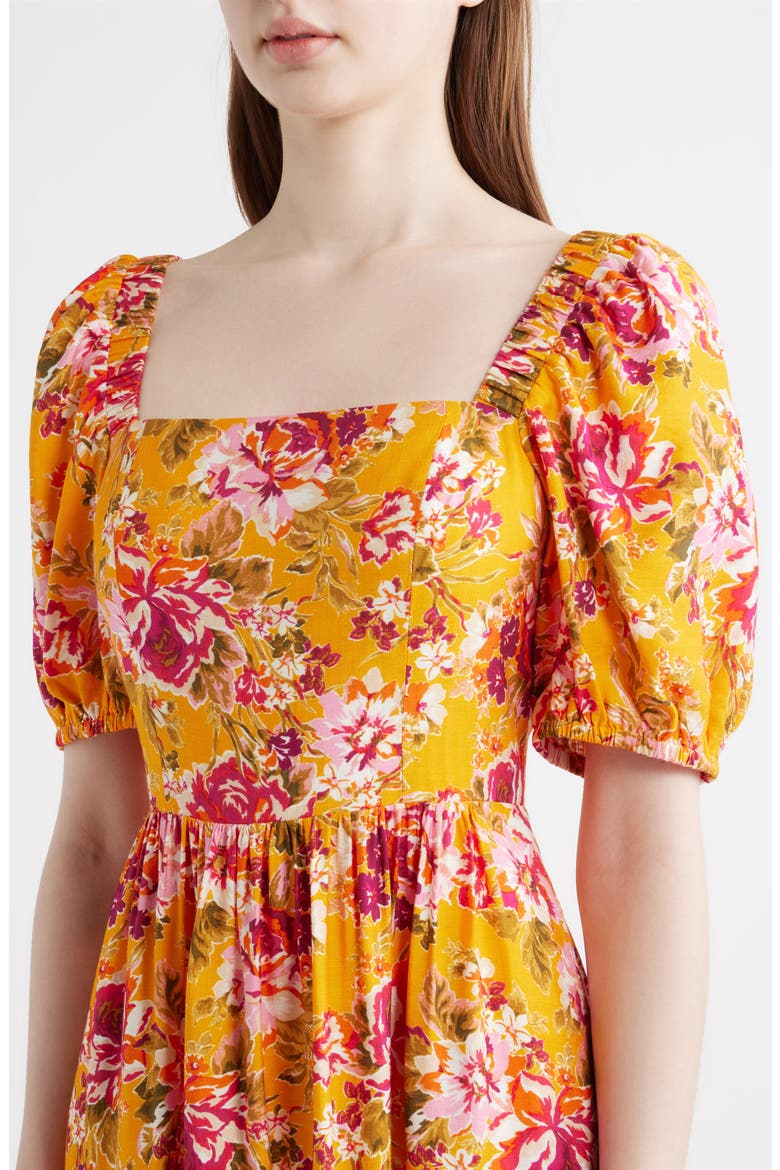 Floral Square Neck Dress, Alternate, color, SIZZLE PINK