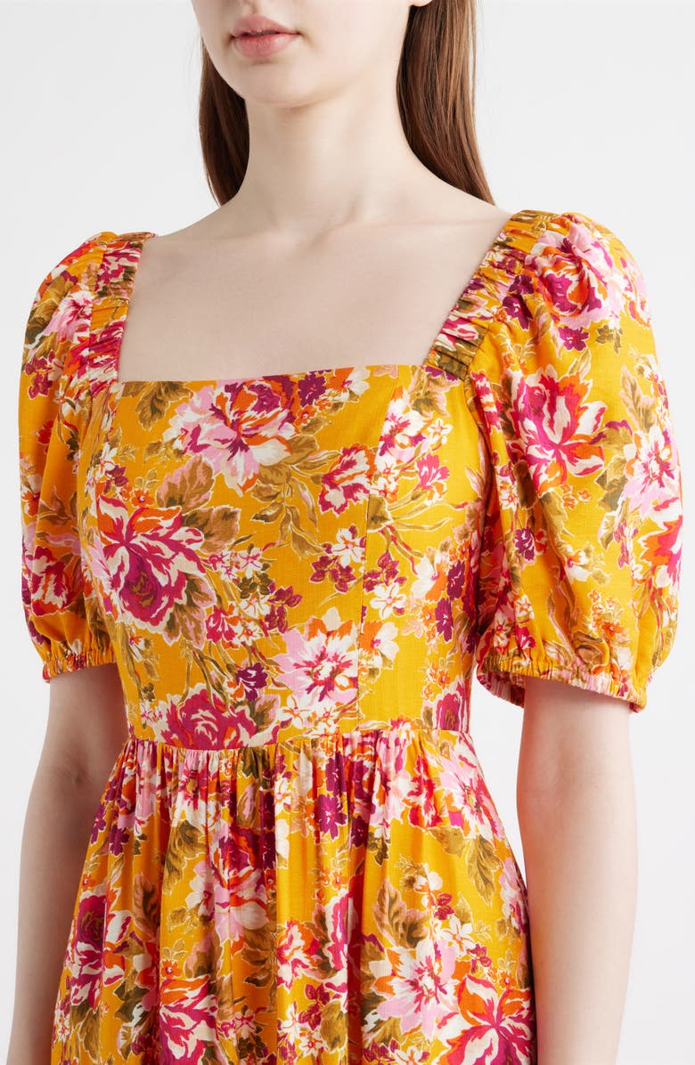 CeCe Floral Square Neck Dress, Alternate, color, Sizzle Pink