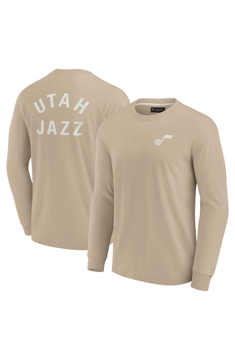Fanatics Signature Unisex Fanatics Signature Khaki Utah Jazz Elements Super Soft Long Sleeve T-Shirt, Main, color, Khaki