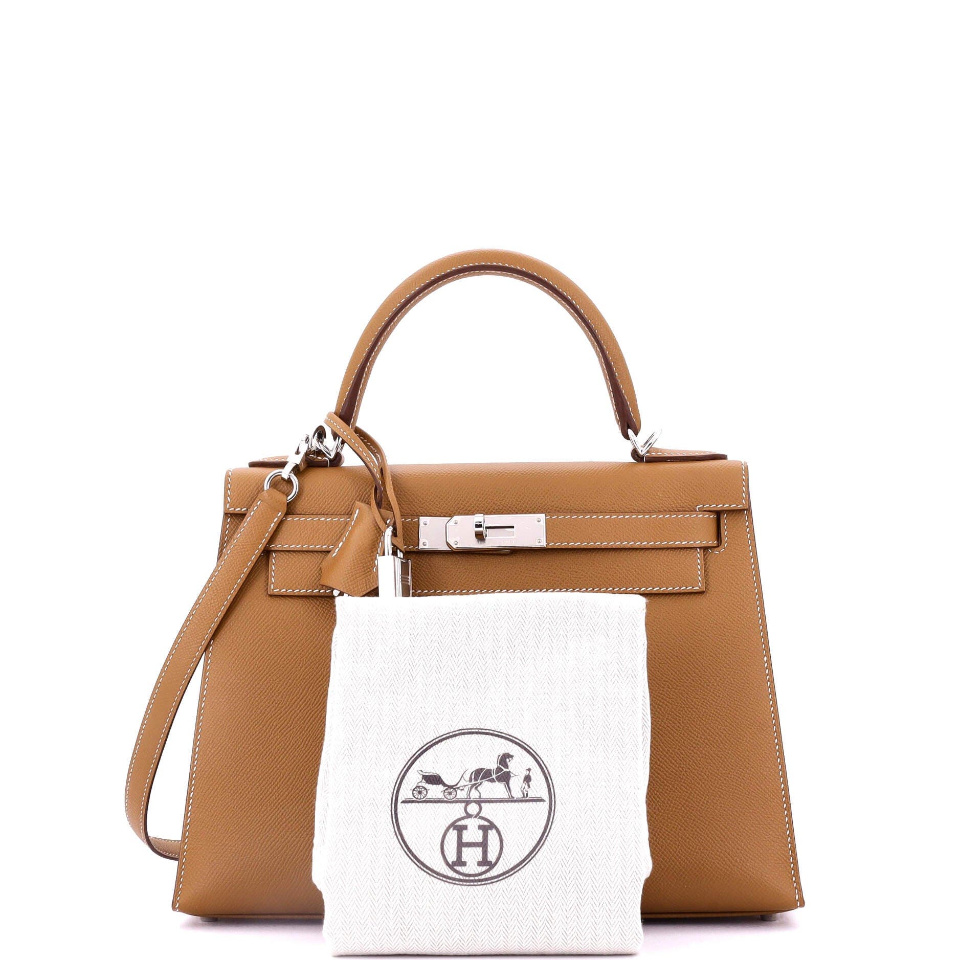 Pre-Owned Hermes Kelly Handbag Brown Epsom with Palladium Hardware 28, Alternate, color, 