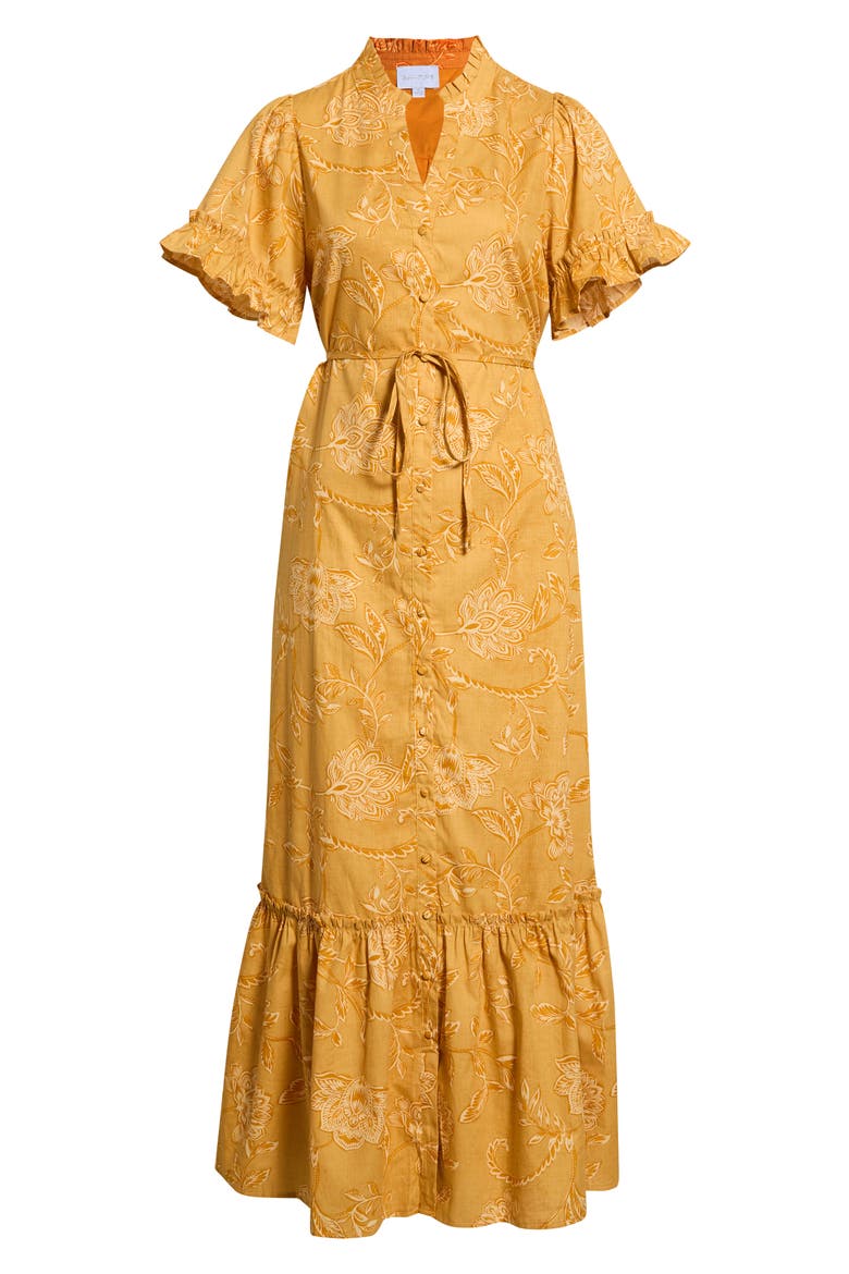 Alna Floral Cotton Maxi Dress, Alternate, color, MUSTARD