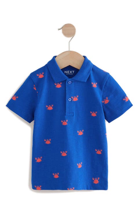 Kids' Crab Print Cotton Polo (Little Kid)