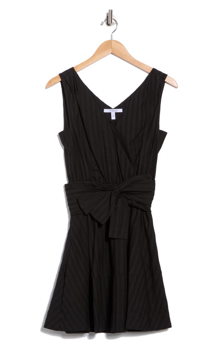 Derek Lam 10 Crosby Abby Lace Trim Tie Waist Minidress, Alternate, color, Black