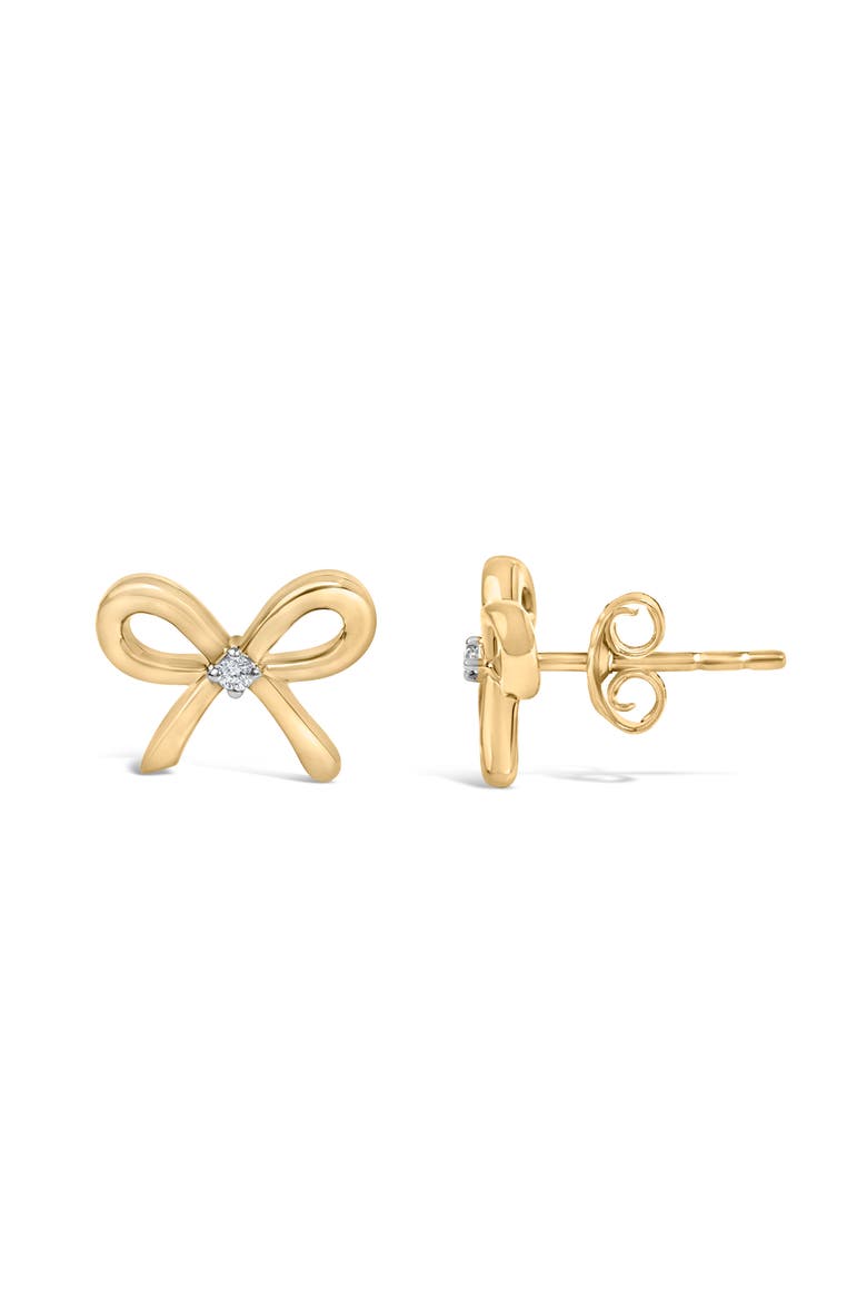 Gold Vermeil Diamond Accent Bow Earring, Alternate, color, Silver