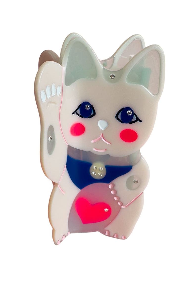 Centinelle Maneki Lucky Cat Hair Claw, Main, color, White