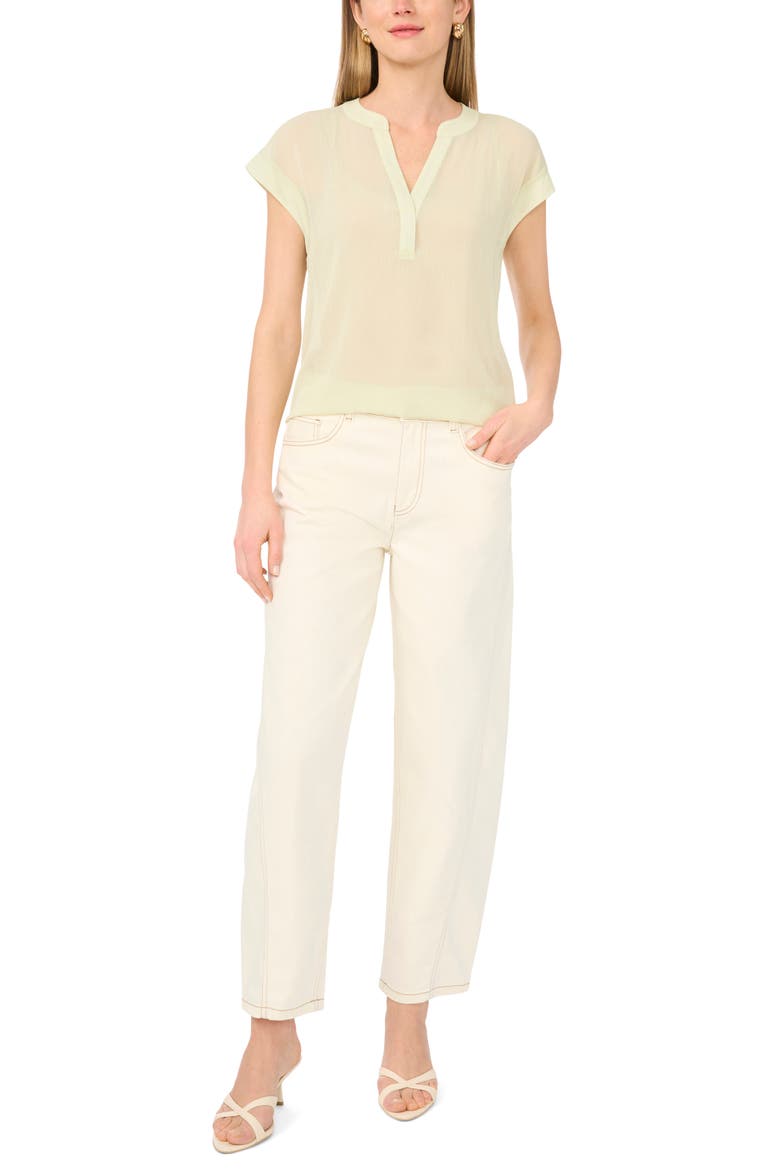 V-Neck Front Placket Top, Alternate, color, LILY GREEN