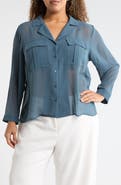 T Tahari Long Sleeve Crop Utility Button-Up Shirt