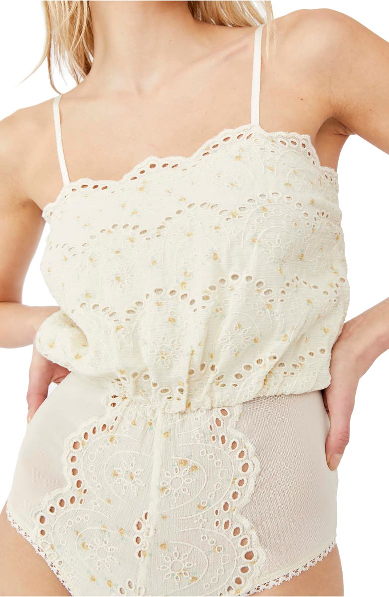 Free People Jillian Eyelet Bodysuit & Skirt Set, Alternate, color, 