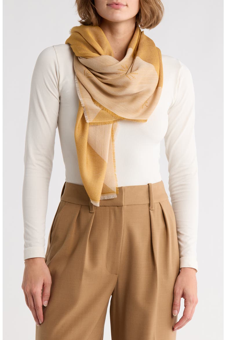 Geo Dagger Wool Blend Square Scarf, Main, color, DIJON