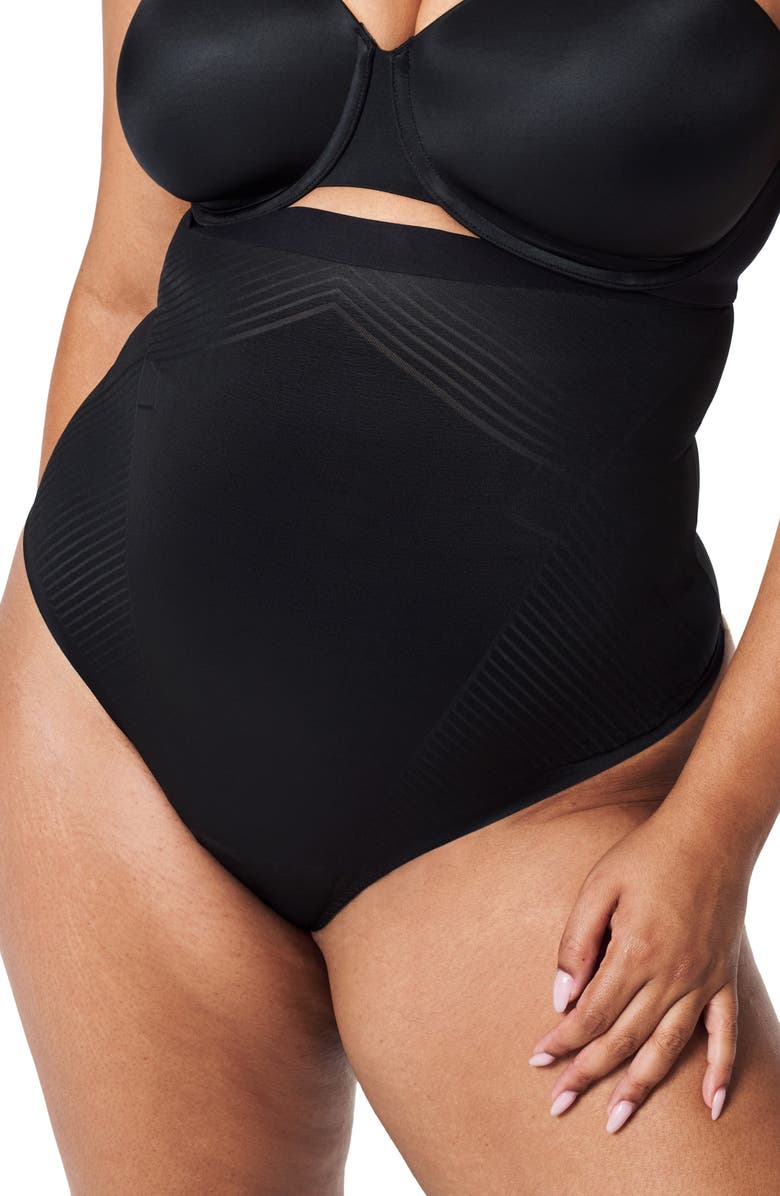 SPANX<sup>®</sup> SPANXshape<sup>™</sup> Invisible High Waist Thong, Main, color, Very Black