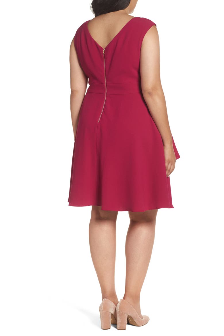 Ruffle Drape Crepe Fit & Flare Dress, Alternate, color, FUCHSIA