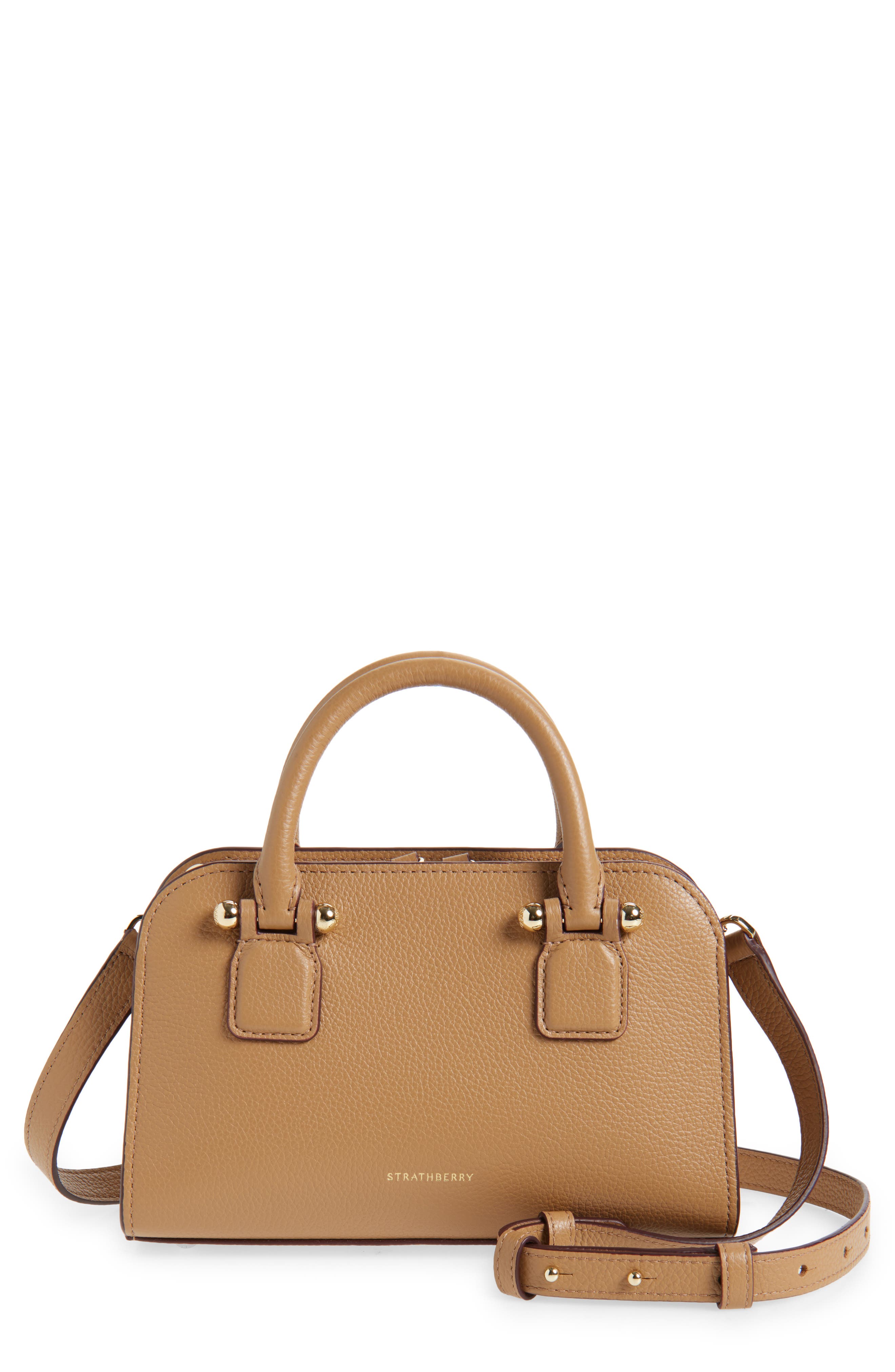 Strathberry Mini Georgia Leather Tote, Main, color, Caramel