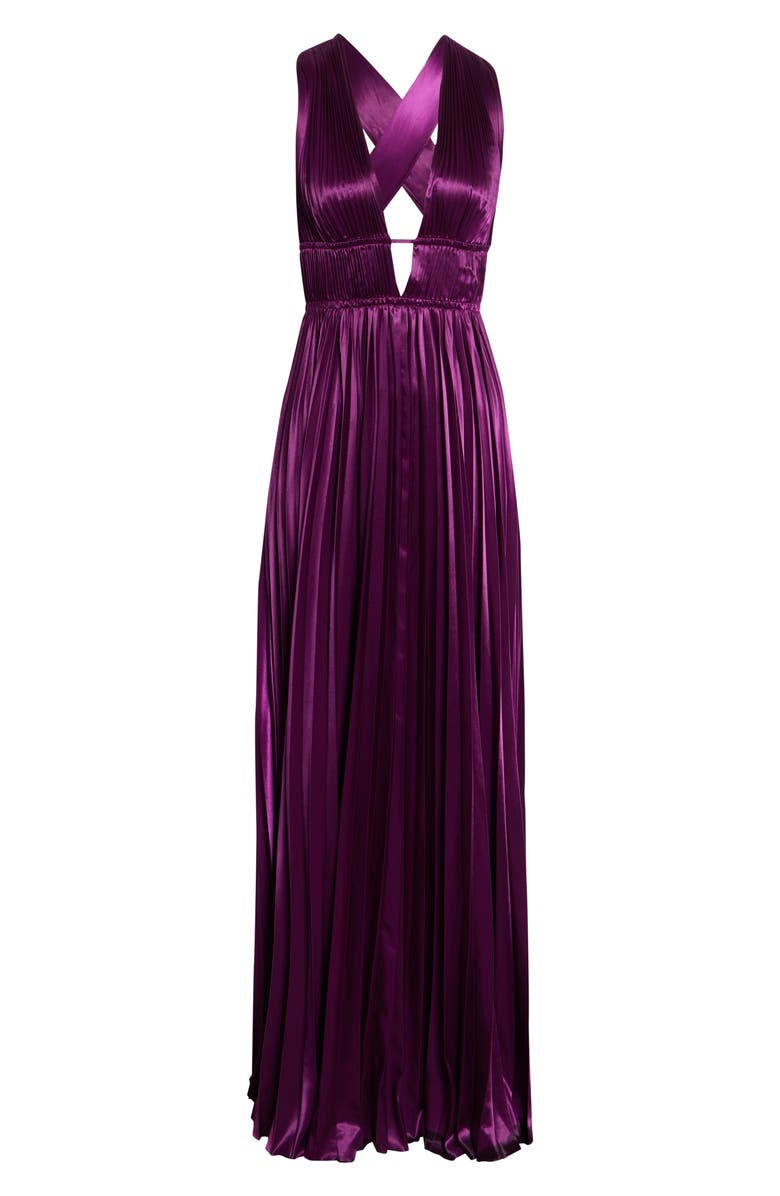 Ulla Johnson Lena Pleat Satin Gown, Alternate, color, Amaranth